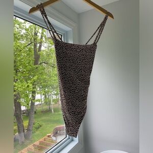 One piece Leopard print bathing suit, criss-cross back, new without tags